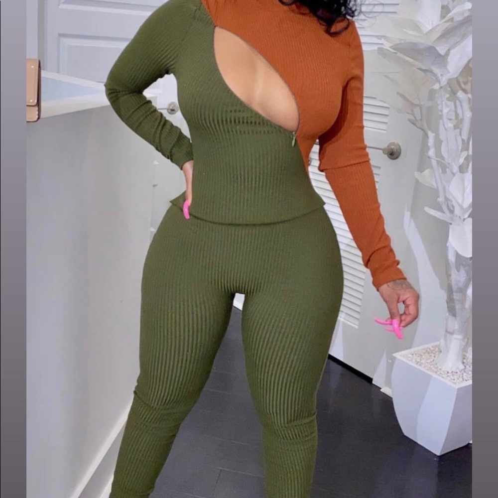 Olive & Tan 2 piece Set